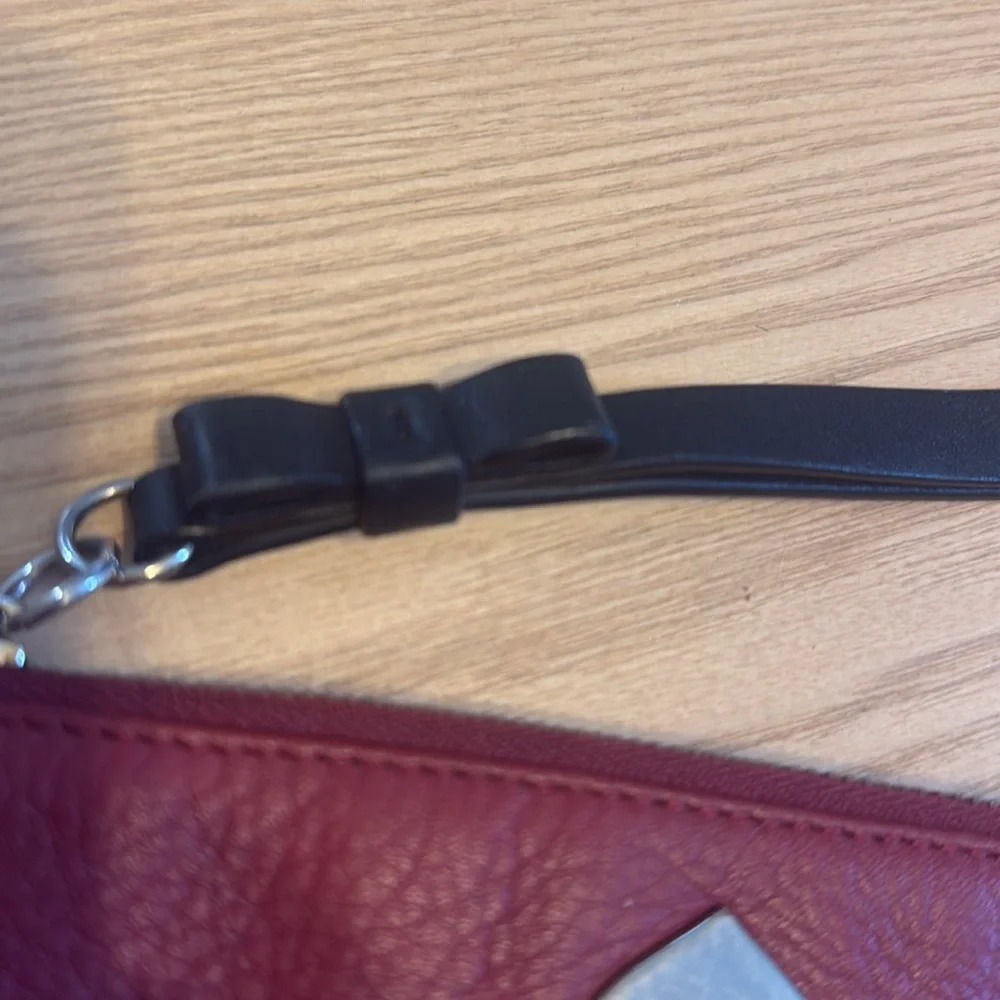 Kate Spade Zippered Wristlet Coin Pouch Burgundy - Picture 3 of 7